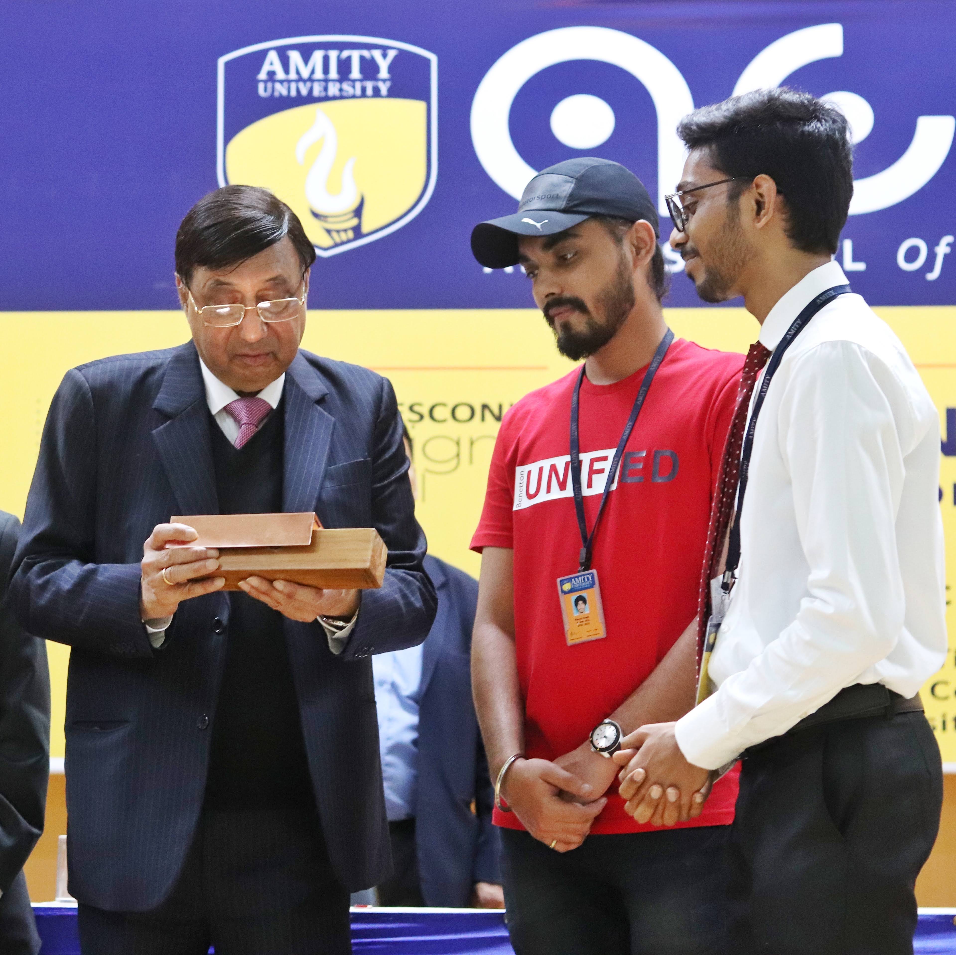 Receiving the DESCON 2019 award on stage